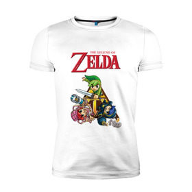 Мужская футболка премиум с принтом zelda tri force heroes в городе Новоалтайск, 92% хлопок, 8% лайкра | приталенный силуэт, круглый вырез ворота, длина до линии бедра, короткий рукав | Тематика изображения на принте: link | zelda | зельда | линк | три линка