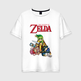 Женская футболка хлопок Oversize с принтом zelda tri force heroes в городе Новоалтайск, 100% хлопок | свободный крой, круглый ворот, спущенный рукав, длина до линии бедер
 | link | zelda | зельда | линк | три линка