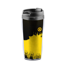 Термокружка-непроливайка с принтом Borussia Original 2018 в городе Новоалтайск, внутренняя часть — пищевой пластик, наружная часть — прозрачный пластик, между ними — полиграфическая вставка с рисунком | объем — 350 мл, герметичная крышка | football | soccer | боруссия
