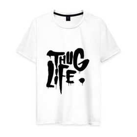 Мужская футболка хлопок с принтом Thug life в городе Новоалтайск, 100% хлопок | прямой крой, круглый вырез горловины, длина до линии бедер, слегка спущенное плечо. | 2pac | 2pak | 2пак | makaveli | shakur | thug life | tupac | амару | ганста | гето | гетто | жизнь головореза | крутой | надпись | реп | репер | рэп | рэпер | тупак | хип хоп | хипхоп | шакур