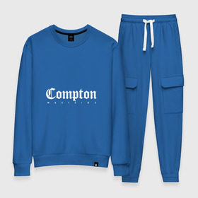 Женский костюм хлопок с принтом Compton west side в городе Новоалтайск, 100% хлопок | на свитшоте круглая горловина, мягкая резинка по низу. Брюки заужены к низу, на них два вида карманов: два 