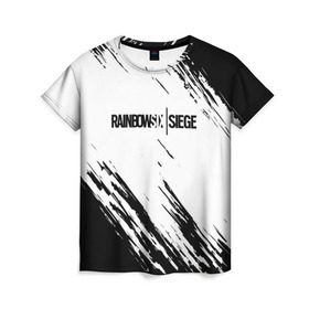 Женская футболка 3D с принтом RAINBOW SIX SIEGE в городе Новоалтайск, 100% полиэфир ( синтетическое хлопкоподобное полотно) | прямой крой, круглый вырез горловины, длина до линии бедер | cybersport | esports | pro league | r6 | rainbow | rainbow six | siege | six | weapon | армия | боевик | военные | война | игры | киберспорт | логотип | модные | оперативники | оружие | радуга | черный белый | шутер