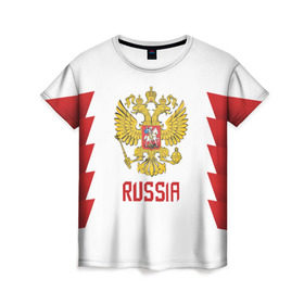 Женская футболка 3D с принтом Olympic Russia 2018 #2 в городе Новоалтайск, 100% полиэфир ( синтетическое хлопкоподобное полотно) | прямой крой, круглый вырез горловины, длина до линии бедер | ilya | kovalchuk | olympic | russia | игры | илья | ковальчук | олимпиада | олимпийские | пхёнчхан | россия | хоккей