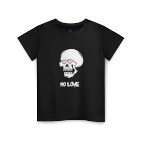 Детская футболка хлопок с принтом No love skull в городе Новоалтайск, 100% хлопок | круглый вырез горловины, полуприлегающий силуэт, длина до линии бедер | Тематика изображения на принте: guccigang | hearts | nolove | дремин | ивандремин | любовь | нелюбовь | сердечки | сердце | фэйс | череп