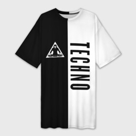 Платье-футболка 3D с принтом Techno в городе Новоалтайск,  |  | ebm | edm | hi nrg | techno | габбер | даб | детройт | дип | индастриал | италиан | минимал | музыка | синтипоп | тек хаус | техно | фанк | хард | чикаго хаус | шранц | эйсид | электро | электронная