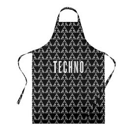 Фартук 3D с принтом Techno в городе Новоалтайск, 100% полиэстер | общий размер — 65 х 85 см, ширина нагрудника — 26 см, горловина — 53 см, длина завязок — 54 см, общий обхват в поясе — 173 см. Принт на завязках и на горловине наносится с двух сторон, на основной части фартука — только с внешней стороны | ebm | edm | hi nrg | techno | габбер | даб | детройт | дип | индастриал | италиан | минимал | музыка | синтипоп | тек хаус | техно | фанк | хард | чикаго хаус | шранц | эйсид | электро | электронная