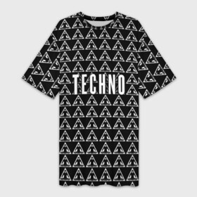 Платье-футболка 3D с принтом Techno в городе Новоалтайск,  |  | ebm | edm | hi nrg | techno | габбер | даб | детройт | дип | индастриал | италиан | минимал | музыка | синтипоп | тек хаус | техно | фанк | хард | чикаго хаус | шранц | эйсид | электро | электронная