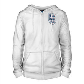 Мужская толстовка 3D на молнии с принтом England home WC 2018 в городе Новоалтайск, 100% полиэстер | длина до линии бедра, манжеты и пояс оформлены мягкой тканевой резинкой, двухслойный капюшон со шнурком для регулировки, спереди молния, по бокам два кармана | cup | england | fifa | russia | world | англия | мира | россия | чемпионат