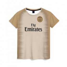 Женская футболка 3D с принтом Неймар Форма Новая Away 18/19 в городе Новоалтайск, 100% полиэфир ( синтетическое хлопкоподобное полотно) | прямой крой, круглый вырез горловины, длина до линии бедер | 2019 | brazil | fcb | neymar | paris saint germain | psg | бразилия | неймар | новая | нэймар | псж | форма | футбольная