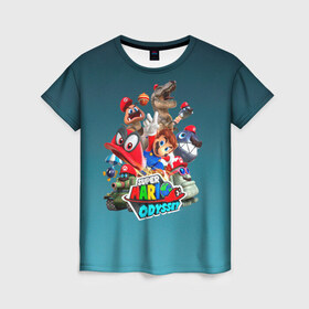 Женская футболка 3D с принтом Super Mario Odyssey в городе Новоалтайск, 100% полиэфир ( синтетическое хлопкоподобное полотно) | прямой крой, круглый вырез горловины, длина до линии бедер | nintendo | марио | нинтендо