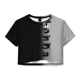 Женская футболка 3D укороченная с принтом HONDA SPORT в городе Новоалтайск, 100% полиэстер | круглая горловина, длина футболки до линии талии, рукава с отворотами | honda | марка | машины | хонда