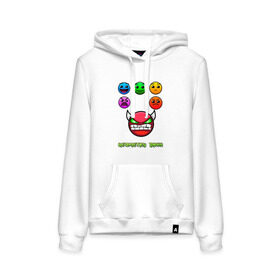 Женская толстовка хлопок с принтом Geometry dash icons в городе Новоалтайск, френч-терри, мягкий теплый начес внутри (100% хлопок) | карман-кенгуру, эластичные манжеты и нижняя кромка, капюшон с подкладом и шнурком | gd | геометрия | демон | дьявол | дэш | иконки | сложно | сложность