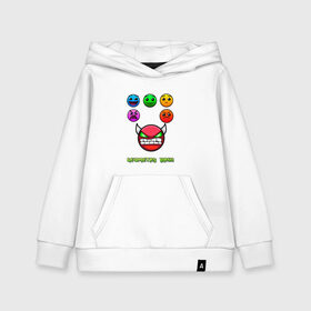 Детская толстовка хлопок с принтом Geometry dash icons в городе Новоалтайск, 100% хлопок | Круглый горловой вырез, эластичные манжеты, пояс, капюшен | gd | геометрия | демон | дьявол | дэш | иконки | сложно | сложность