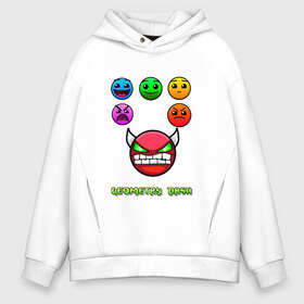 Мужское худи Oversize хлопок с принтом Geometry dash icons в городе Новоалтайск, френч-терри — 70% хлопок, 30% полиэстер. Мягкий теплый начес внутри —100% хлопок | боковые карманы, эластичные манжеты и нижняя кромка, капюшон на магнитной кнопке | gd | геометрия | демон | дьявол | дэш | иконки | сложно | сложность