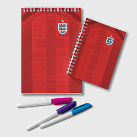 Блокнот с принтом England away WC 2018 в городе Новоалтайск, 100% бумага | 48 листов, плотность листов — 60 г/м2, плотность картонной обложки — 250 г/м2. Листы скреплены удобной пружинной спиралью. Цвет линий — светло-серый
 | Тематика изображения на принте: cup | england | fifa | russia | world | англия | мира | россия | чемпионат