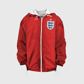 Детская куртка 3D с принтом England away WC 2018 в городе Новоалтайск, 100% полиэстер | застежка — молния, подол и капюшон оформлены резинкой с фиксаторами, по бокам — два кармана без застежек, один потайной карман на груди, плотность верхнего слоя — 90 г/м2; плотность флисового подклада — 260 г/м2 | Тематика изображения на принте: cup | england | fifa | russia | world | англия | мира | россия | чемпионат