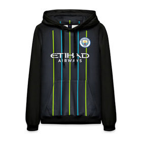 Мужская толстовка 3D с принтом Man City Форма Гостевая 18/19 в городе Новоалтайск, 100% полиэстер | двухслойный капюшон со шнурком для регулировки, мягкие манжеты на рукавах и по низу толстовки, спереди карман-кенгуру с мягким внутренним слоем. | Тематика изображения на принте: 2019 | aguero | city | de bruyne | kevin | kit | kun | manchester | sergio | горожане | де брюйне | кан | кевин | манчестер | новая | серхио | сити | форма | футбольная
