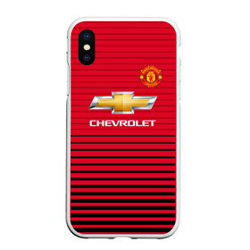 Чехол для iPhone XS Max матовый с принтом Man United Форма Home 18 19 в городе Новоалтайск, Силикон | Область печати: задняя сторона чехла, без боковых панелей | mu | манчестер юнайтед | мю | форма