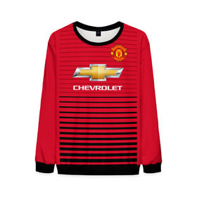 Мужской свитшот 3D с принтом Man United Форма Home 18/19 в городе Новоалтайск, 100% полиэстер с мягким внутренним слоем | круглый вырез горловины, мягкая резинка на манжетах и поясе, свободная посадка по фигуре | Тематика изображения на принте: mu | манчестер юнайтед | мю | форма