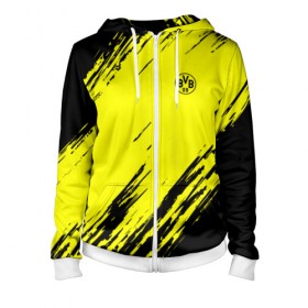 Женская толстовка 3D на молнии с принтом FC Borussia 2018 Original в городе Новоалтайск, 100% полиэстер | длина до линии бедра, манжеты и пояс оформлены мягкой тканевой резинкой, двухслойный капюшон со шнурком для регулировки, спереди молния, по бокам два кармана | боруссия | дортмунд