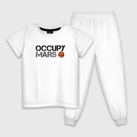Детская пижама хлопок с принтом OCCUPY MARS в городе Новоалтайск, 100% хлопок |  брюки и футболка прямого кроя, без карманов, на брюках мягкая резинка на поясе и по низу штанин
 | Тематика изображения на принте: 9 | bfr | elon musk | falcon | heavy | илон маск | космические путешествия | космос | марс | марсиане | мультипланетарный вид | наука | ракета | ракетоноситель | реактивная тяга | фалькон