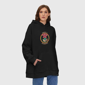 Худи SuperOversize хлопок с принтом Stranger Things в городе Новоалтайск, 70% хлопок, 30% полиэстер, мягкий начес внутри | карман-кенгуру, эластичная резинка на манжетах и по нижней кромке, двухслойный капюшон
 | adopta | demodog | очень странные дела