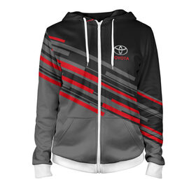 Женская толстовка 3D на молнии с принтом TOYOTA SPORT в городе Новоалтайск, 100% полиэстер | длина до линии бедра, манжеты и пояс оформлены мягкой тканевой резинкой, двухслойный капюшон со шнурком для регулировки, спереди молния, по бокам два кармана | auto | sport | toyota | авто | автомобиль | автомобильные | бренд | марка | машины | спорт | тойота