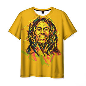 Мужская футболка 3D с принтом bob marley в городе Новоалтайск, 100% полиэфир | прямой крой, круглый вырез горловины, длина до линии бедер | гитарист | марли | музыкант | неста | регги | роберт