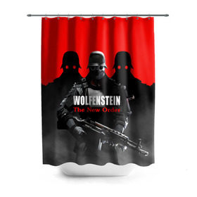 Штора 3D для ванной с принтом Wolfenstein: The New Order в городе Новоалтайск, 100% полиэстер | плотность материала — 100 г/м2. Стандартный размер — 146 см х 180 см. По верхнему краю — пластиковые люверсы для креплений. В комплекте 10 пластиковых колец | game | вильгельм череп штрассе | вольфенштайн: новый порядок | игра | игрок | молот евы | оружие | уильям бласковиц | шутер