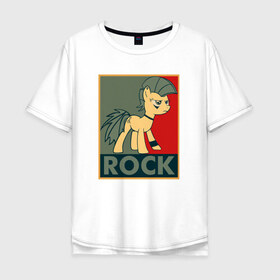 Мужская футболка хлопок Oversize с принтом Rock в городе Новоалтайск, 100% хлопок | свободный крой, круглый ворот, “спинка” длиннее передней части | my little pony | rock | дружба | мой маленький пони | рок