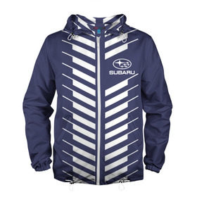 Мужская ветровка 3D с принтом SUBARU SPORT в городе Новоалтайск, 100% полиэстер | подол и капюшон оформлены резинкой с фиксаторами, два кармана без застежек по бокам, один потайной карман на груди | subaru | марка | машины | субару