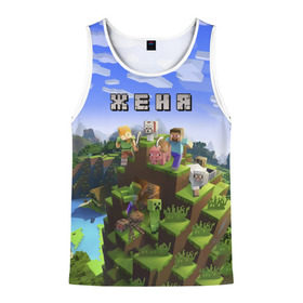 Мужская майка 3D с принтом Женя - Minecraft в городе Новоалтайск, 100% полиэстер | круглая горловина, приталенный силуэт, длина до линии бедра. Пройма и горловина окантованы тонкой бейкой | Тематика изображения на принте: minecraft | добывать | евгений | евгения | жека | женька | женя | игра | игрушка | имя | компьютерная | кубики | майкрафт | майн крафт | майнкрафт | пиксели | пиксель | ремесло | с именем | шахта