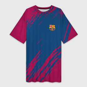 Платье-футболка 3D с принтом FC BARCELONA (BARCA) | ФК БАРСЕЛОНА в городе Новоалтайск,  |  | fc | fc barcelona | fcb | fly emirates | ronaldo | абстракция | барселона | геометрия | зож | клуб | линии | месси | модные | мяч | реал мадрид | спорт | спортивные | тренды | футбол | футбольный клуб | эмблема