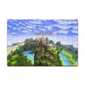 Пазл магнитный 126 элементов с принтом Ольга - Minecraft в городе Новоалтайск, полимерный материал с магнитным слоем | 126 деталей, размер изделия —  180*270 мм | minecraft | майнкрафт | оленька | олечка | ольга | оля | с именем