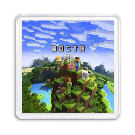 Магнит 55*55 с принтом Настя - Minecraft в городе Новоалтайск, Пластик | Размер: 65*65 мм; Размер печати: 55*55 мм | Тематика изображения на принте: minecraft | анастасия | майнкрафт | настенька | настюха | настя