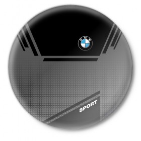 Значок с принтом BMW SPORT в городе Новоалтайск,  металл | круглая форма, металлическая застежка в виде булавки | bmw | бмв | марка | машины