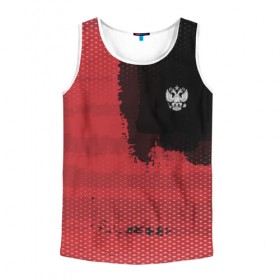 Мужская майка 3D с принтом Russia Sport collection в городе Новоалтайск, 100% полиэстер | круглая горловина, приталенный силуэт, длина до линии бедра. Пройма и горловина окантованы тонкой бейкой | Тематика изображения на принте: abstraction | grunge | russia | sport | абстракция | герб | краска | русский | символика рф | спорт | спортивный | триколор | униформа | форма | я русский