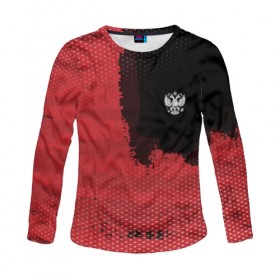 Женский лонгслив 3D с принтом Russia Sport collection в городе Новоалтайск, 100% полиэстер | длинные рукава, круглый вырез горловины, полуприлегающий силуэт | abstraction | grunge | russia | sport | абстракция | герб | краска | русский | символика рф | спорт | спортивный | триколор | униформа | форма | я русский