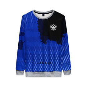 Женский свитшот 3D с принтом Russia Sport collection в городе Новоалтайск, 100% полиэстер с мягким внутренним слоем | круглый вырез горловины, мягкая резинка на манжетах и поясе, свободная посадка по фигуре | abstraction | grunge | russia | sport | абстракция | герб | краска | русский | символика рф | спорт | спортивный | триколор | униформа | форма | я русский