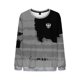 Мужской свитшот 3D с принтом Russia Sport collection Gray в городе Новоалтайск, 100% полиэстер с мягким внутренним слоем | круглый вырез горловины, мягкая резинка на манжетах и поясе, свободная посадка по фигуре | abstraction | grunge | russia | sport | абстракция | герб | краска | русский | символика рф | спорт | спортивный | триколор | униформа | форма | я русский