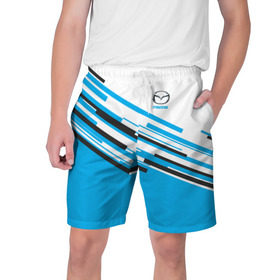 Мужские шорты 3D с принтом MAZDA SPORT в городе Новоалтайск,  полиэстер 100% | прямой крой, два кармана без застежек по бокам. Мягкая трикотажная резинка на поясе, внутри которой широкие завязки. Длина чуть выше колен | Тематика изображения на принте: mazda | мазда | марка | машины