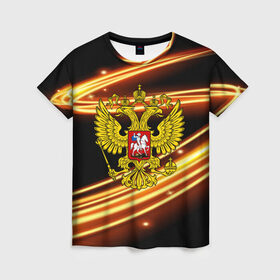 Женская футболка 3D с принтом Russia collection в городе Новоалтайск, 100% полиэфир ( синтетическое хлопкоподобное полотно) | прямой крой, круглый вырез горловины, длина до линии бедер | abstraction | grunge | russia | sport | абстракция | герб | краска | русский | символика рф | спорт | спортивный | триколор | униформа | форма | я русский