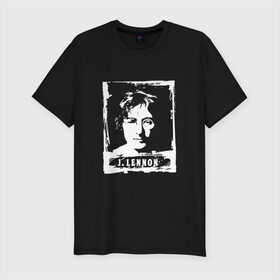 Мужская футболка премиум с принтом J.Lennon в городе Новоалтайск, 92% хлопок, 8% лайкра | приталенный силуэт, круглый вырез ворота, длина до линии бедра, короткий рукав | beatles | the beatles | бителз | бителс | битлз | битлс | битлы | группа | джон леннон | джордж харрисон | жуки | зе | ливерпульская четвёрка | мерсибит | пол маккартни | поп | ринго старр | рок