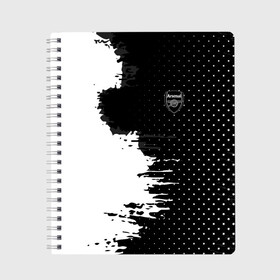 Тетрадь с принтом Arsenal uniform black 2018 в городе Новоалтайск, 100% бумага | 48 листов, плотность листов — 60 г/м2, плотность картонной обложки — 250 г/м2. Листы скреплены сбоку удобной пружинной спиралью. Уголки страниц и обложки скругленные. Цвет линий — светло-серый
 | Тематика изображения на принте: football | soccer | арсенал