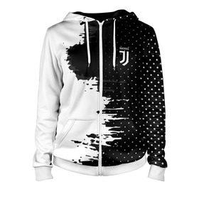 Женская толстовка 3D на молнии с принтом Juventus uniform black 2018 в городе Новоалтайск, 100% полиэстер | длина до линии бедра, манжеты и пояс оформлены мягкой тканевой резинкой, двухслойный капюшон со шнурком для регулировки, спереди молния, по бокам два кармана | football | soccer | ювентус