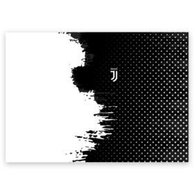 Поздравительная открытка с принтом Juventus uniform black 2018 в городе Новоалтайск, 100% бумага | плотность бумаги 280 г/м2, матовая, на обратной стороне линовка и место для марки
 | Тематика изображения на принте: football | soccer | ювентус