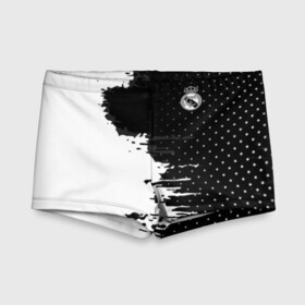 Детские купальные плавки 3D с принтом Real Madrid uniform black 2018 в городе Новоалтайск, Полиэстер 85%, Спандекс 15% | Слитный крой, подклад по переду изделия, узкие бретели | Тематика изображения на принте: football | soccer | реал мадрид