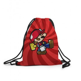 Рюкзак-мешок 3D с принтом Mario в городе Новоалтайск, 100% полиэстер | плотность ткани — 200 г/м2, размер — 35 х 45 см; лямки — толстые шнурки, застежка на шнуровке, без карманов и подкладки | Тематика изображения на принте: nintendo | марио | нинтендо