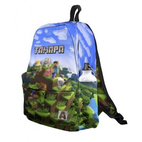 Рюкзак 3D с принтом Тамара - Minecraft в городе Новоалтайск, 100% полиэстер | лямки с регулируемой длиной, сверху петелька, чтобы рюкзак можно было повесить на вешалку. Основное отделение закрывается на молнию, как и внешний карман. Внутри два дополнительных кармана, один из которых закрывается на молнию. По бокам два дополнительных кармашка | 