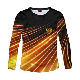 Женский лонгслив 3D с принтом Russia Sport 2018 uniform в городе Новоалтайск, 100% полиэстер | длинные рукава, круглый вырез горловины, полуприлегающий силуэт | abstraction | grunge | russia | sport | абстракция | герб | краска | русский | символика рф | спорт | спортивный | триколор | униформа | форма | я русский